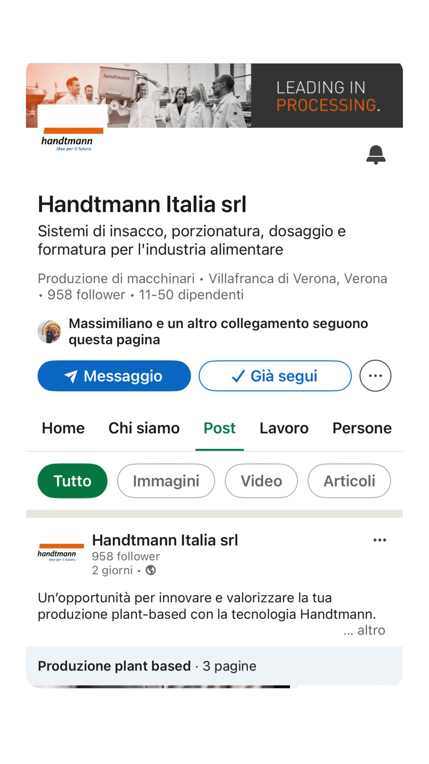 Social Handtmann - Pagina Linkedin