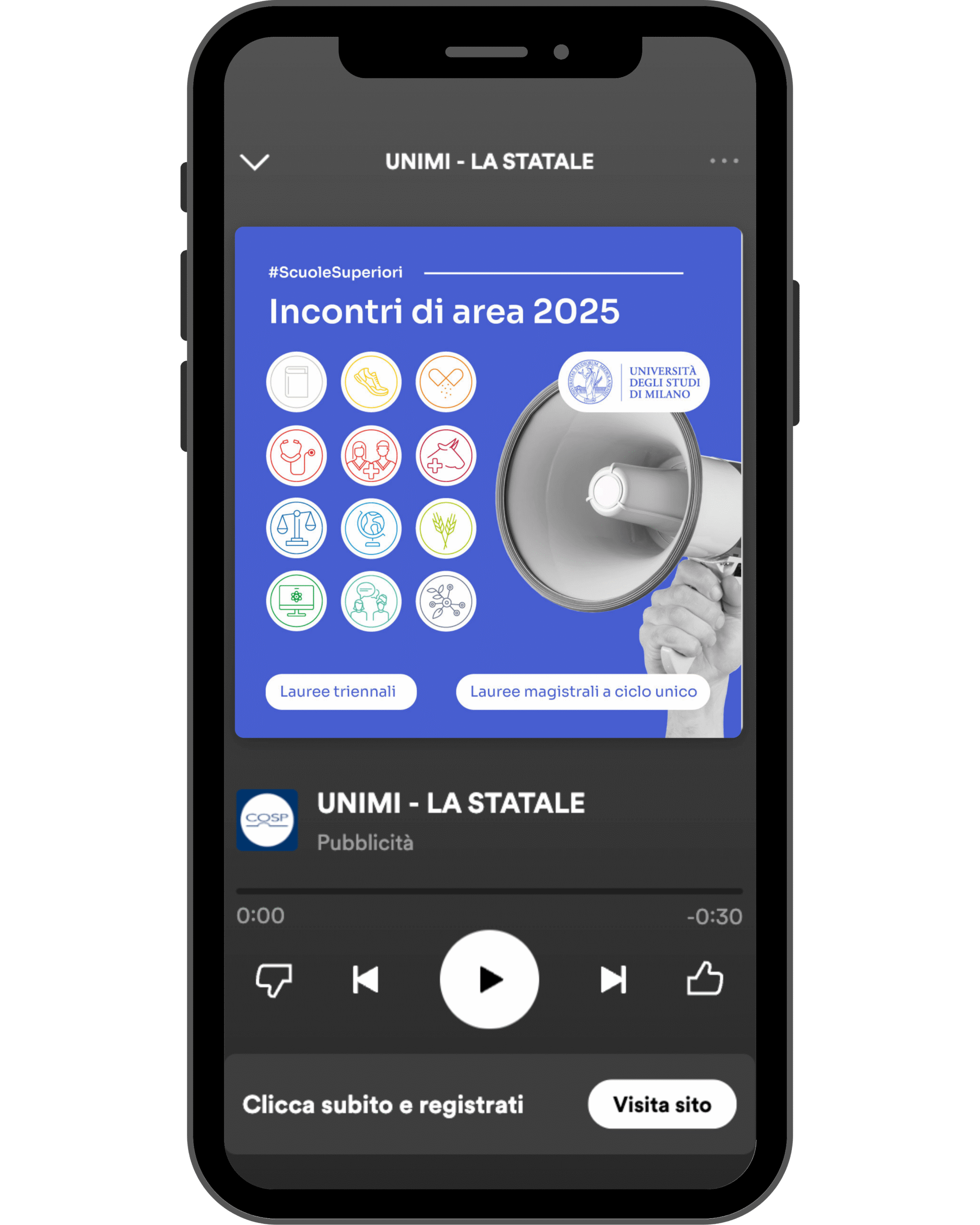 ADV Spotify per Università di Milano